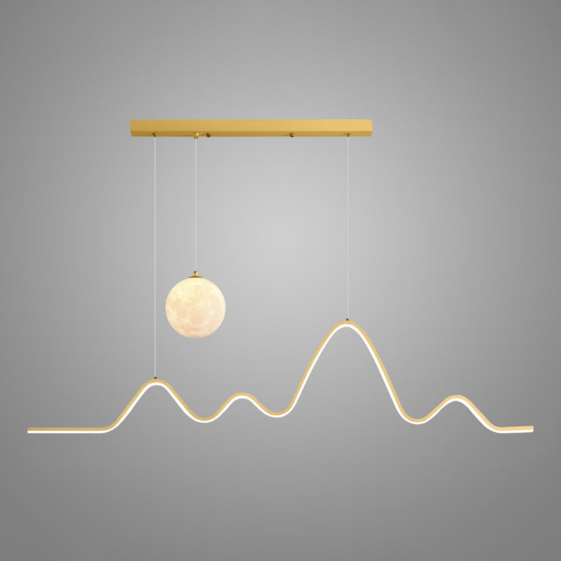 2-Lights Black/Golden/White Island Lighting Modern Statement Ceiling Light for Dining Room