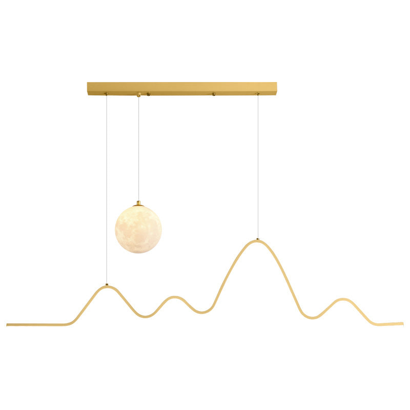 2-Lights Black/Golden/White Island Lighting Modern Statement Ceiling Light for Dining Room