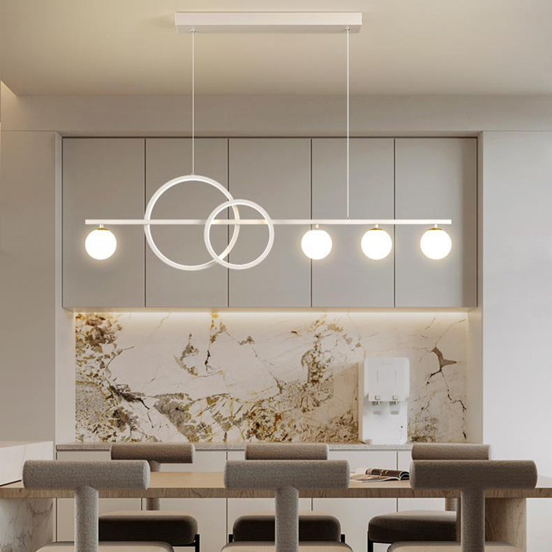 5/6-Light Modernism Black/White Island Lighting LED Ceiling Light for Dining Room