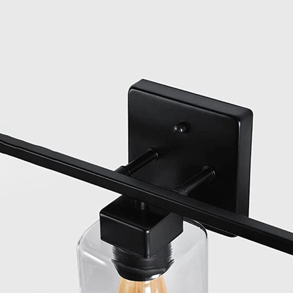 Industrial Metal Wall Sconce Rectangle Shape Vanity Lamp with Glass Shade for Bathroom