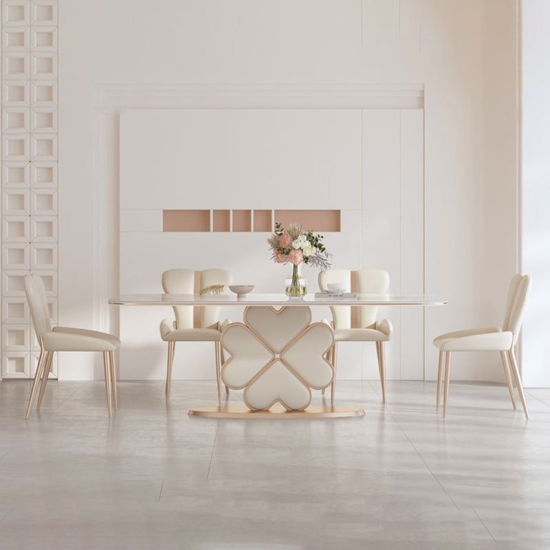 Modern Rectangle 1/4/5/7 Pieces Furniture Sintered Stone Dining Set in White