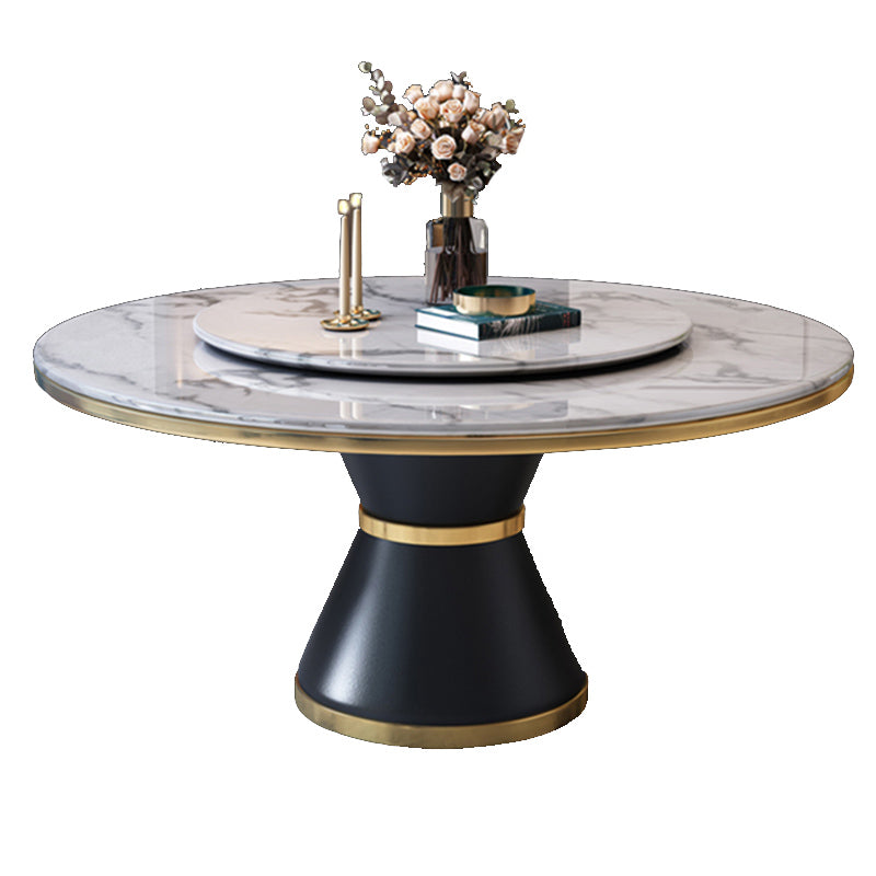 Modern Marble Dining Table Set 1/2/5/7 Pieces with Metal Base Kitchen Furniture Set