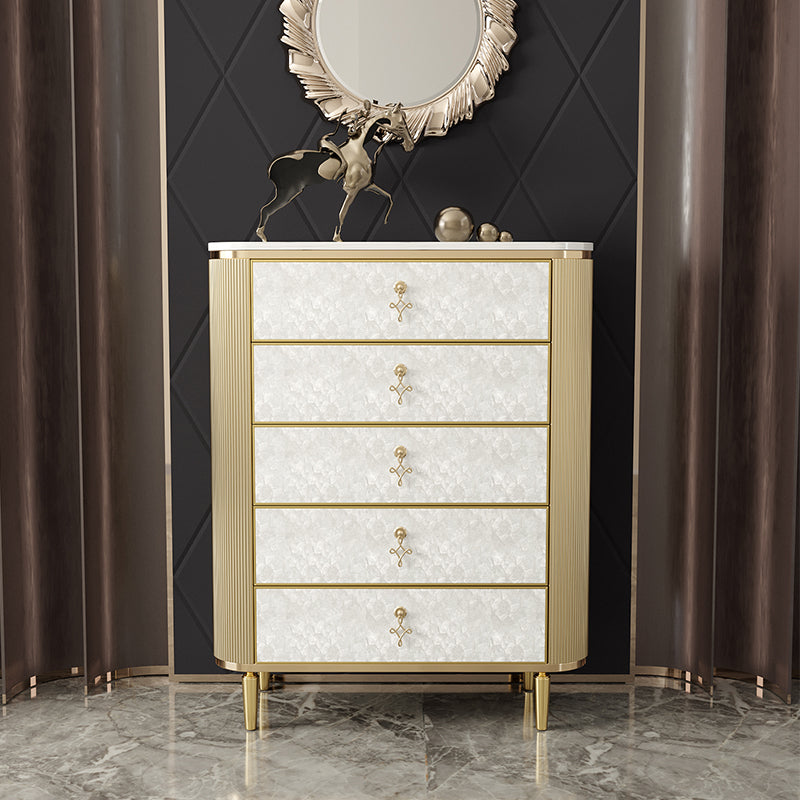 Glam Vertical Vertical Stone Storage Wood Dresser with 3/4/5 Drawers for Bedroom