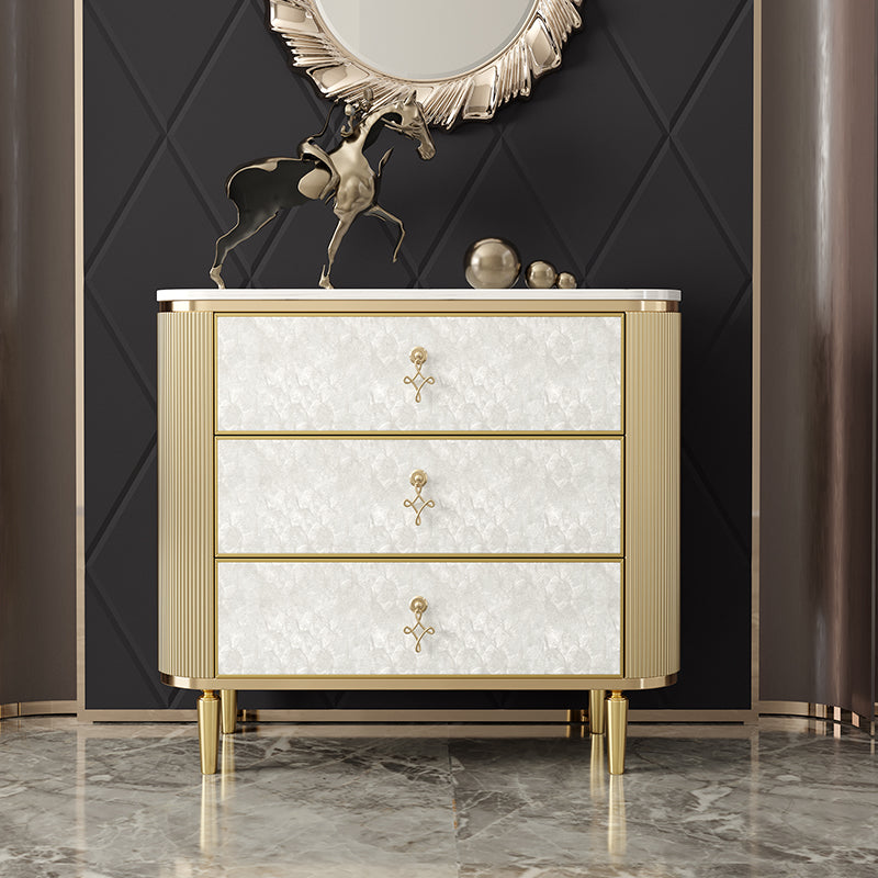 Glam Vertical Vertical Stone Storage Wood Dresser with 3/4/5 Drawers for Bedroom