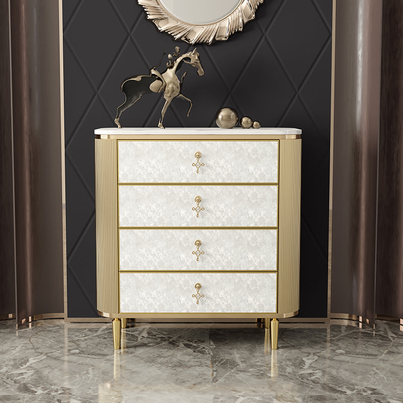 Glam Vertical Vertical Stone Storage Wood Dresser with 3/4/5 Drawers for Bedroom