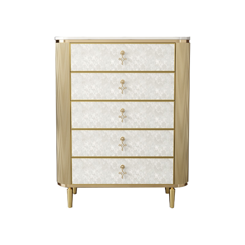 Glam Vertical Vertical Stone Storage Wood Dresser with 3/4/5 Drawers for Bedroom