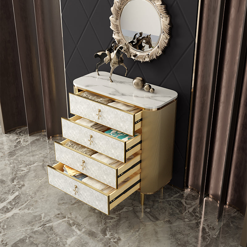 Glam Vertical Vertical Stone Storage Wood Dresser with 3/4/5 Drawers for Bedroom