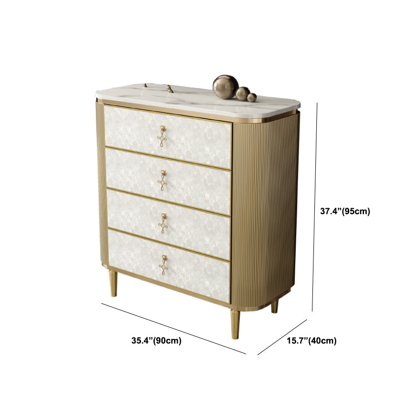 Glam Vertical Vertical Stone Storage Wood Dresser with 3/4/5 Drawers for Bedroom