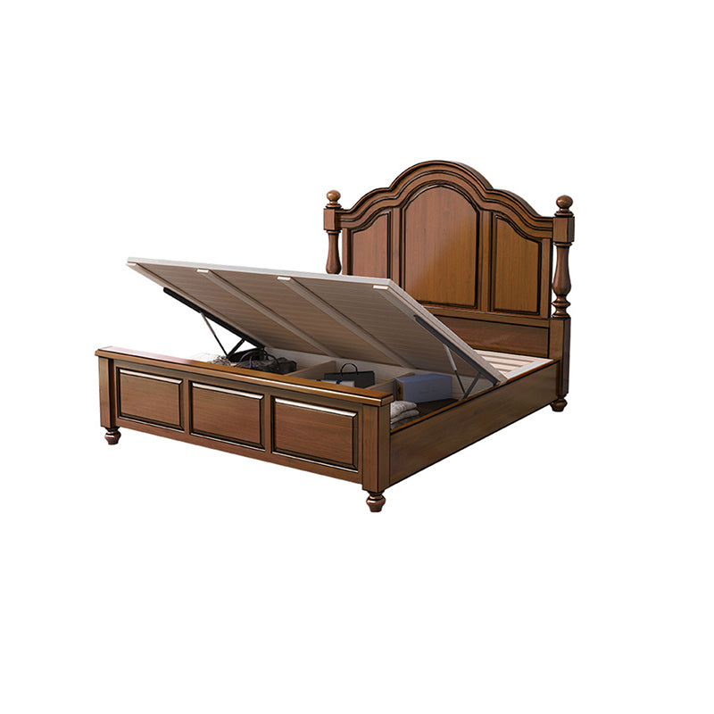 Mid-Century Modern Standard Bed Solid Wood Panel Bed with Headboard