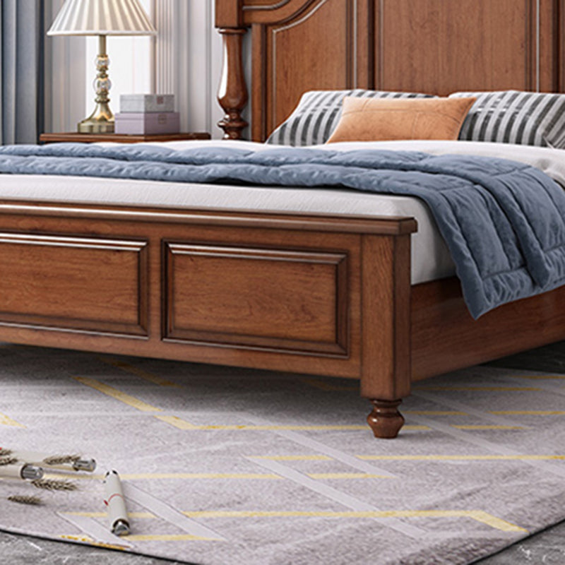 Mid-Century Modern Standard Bed Solid Wood Panel Bed with Headboard