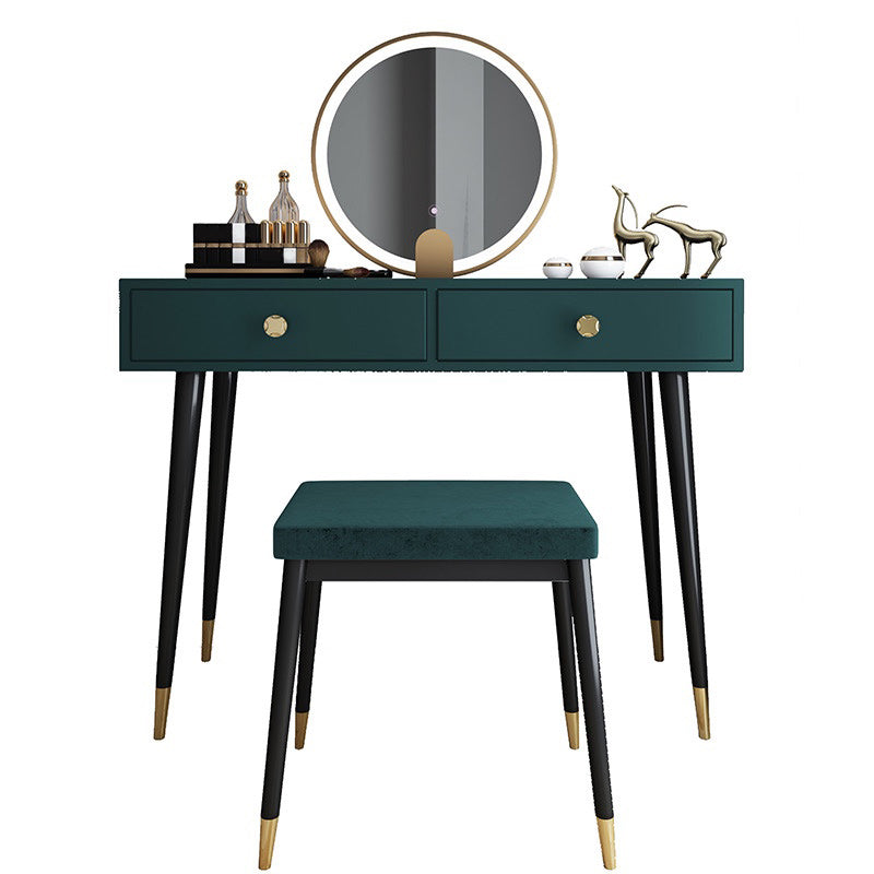 Modern Solid Wood Vanity Dressing Table with Mirror and Stool