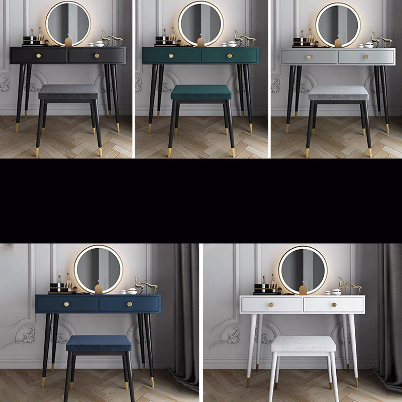 Modern Solid Wood Vanity Dressing Table with Mirror and Stool
