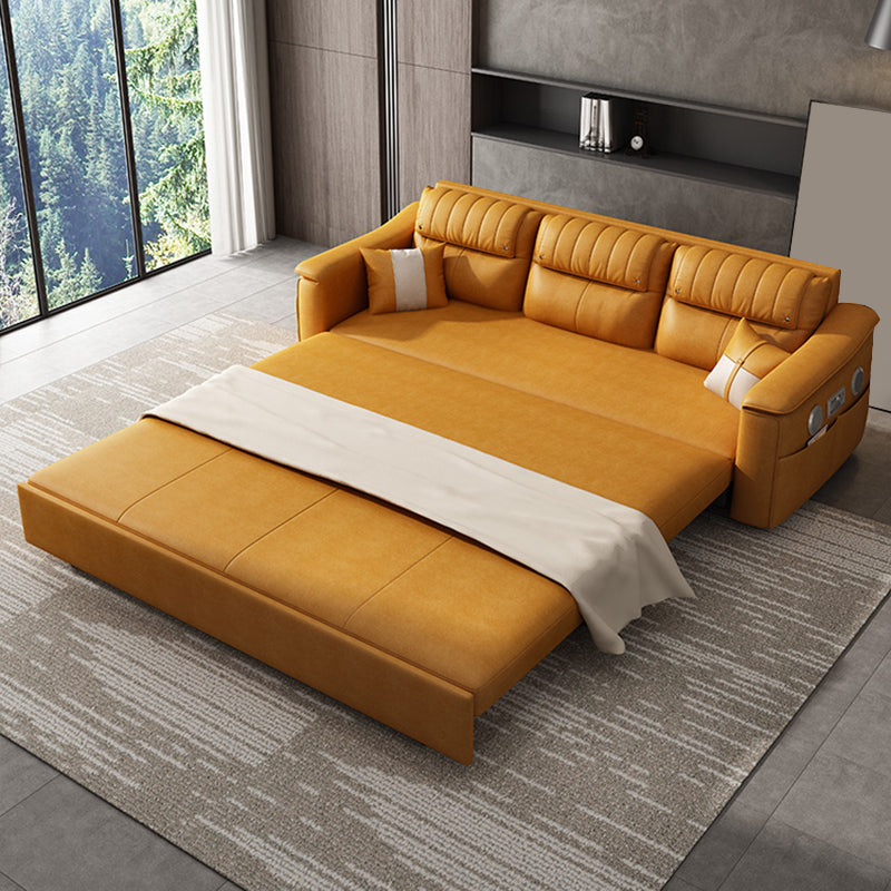 Scandinavian Futon Sleeper Sofa Bed Bonded Leather Futon Frame with Storage