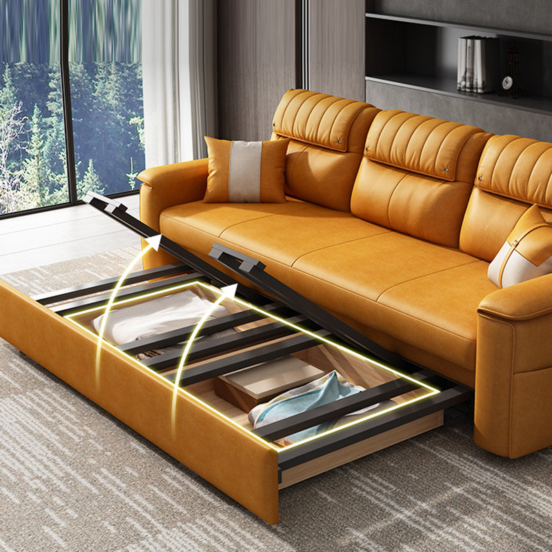 Scandinavian Futon Sleeper Sofa Bed Bonded Leather Futon Frame with Storage