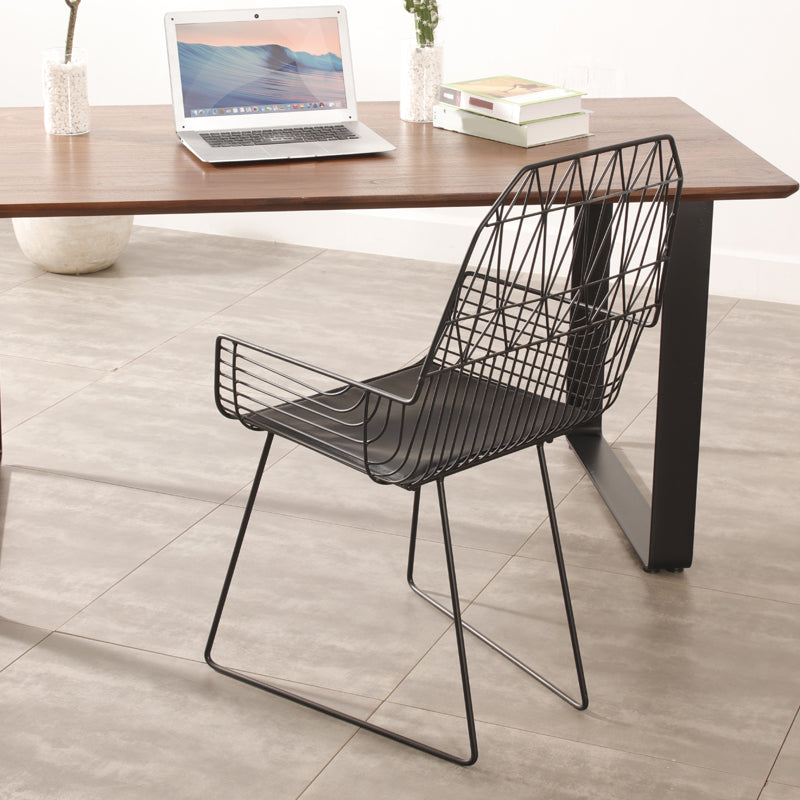 Industrial Black Armed Chairs Metal Outdoor Chair Upholstered Armchair