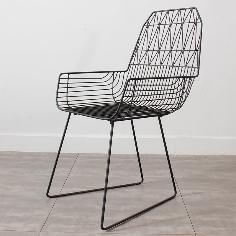 Industrial Black Armed Chairs Metal Outdoor Chair Upholstered Armchair