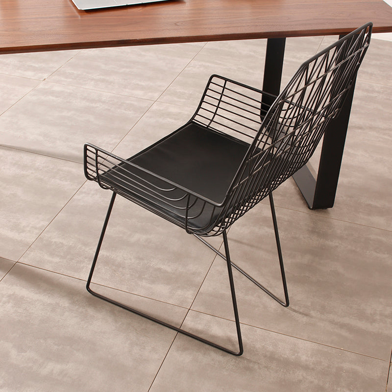 Industrial Black Armed Chairs Metal Outdoor Chair Upholstered Armchair