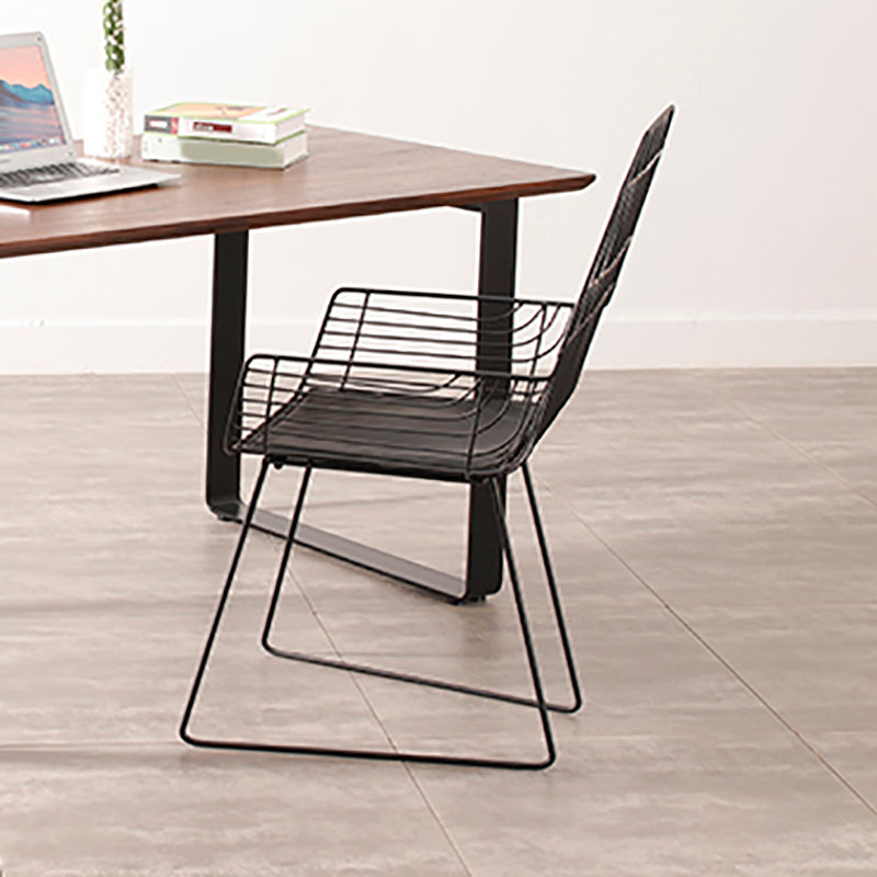 Industrial Black Armed Chairs Metal Outdoor Chair Upholstered Armchair