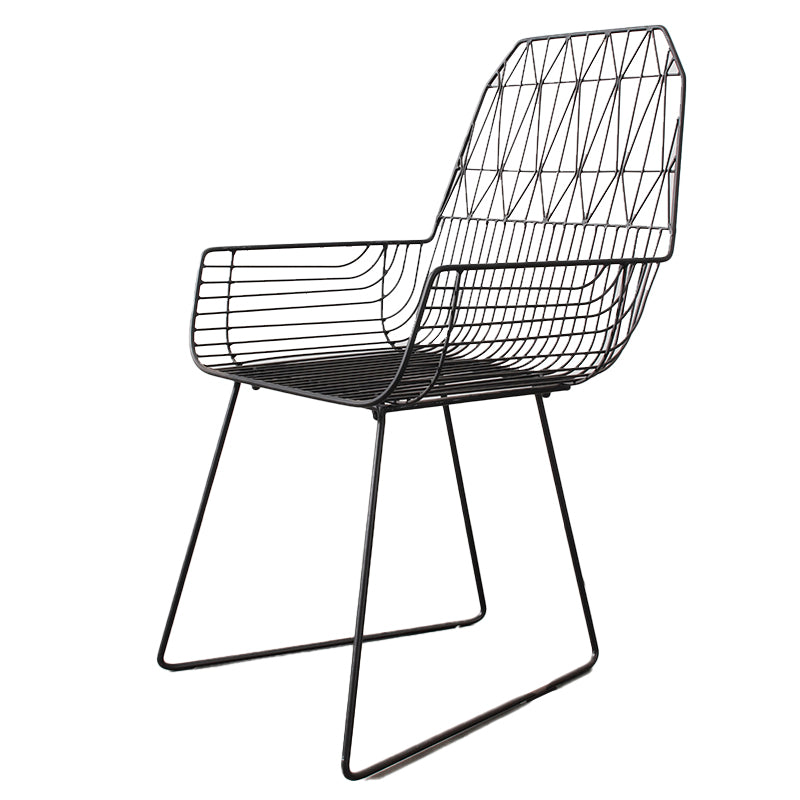 Industrial Black Armed Chairs Metal Outdoor Chair Upholstered Armchair