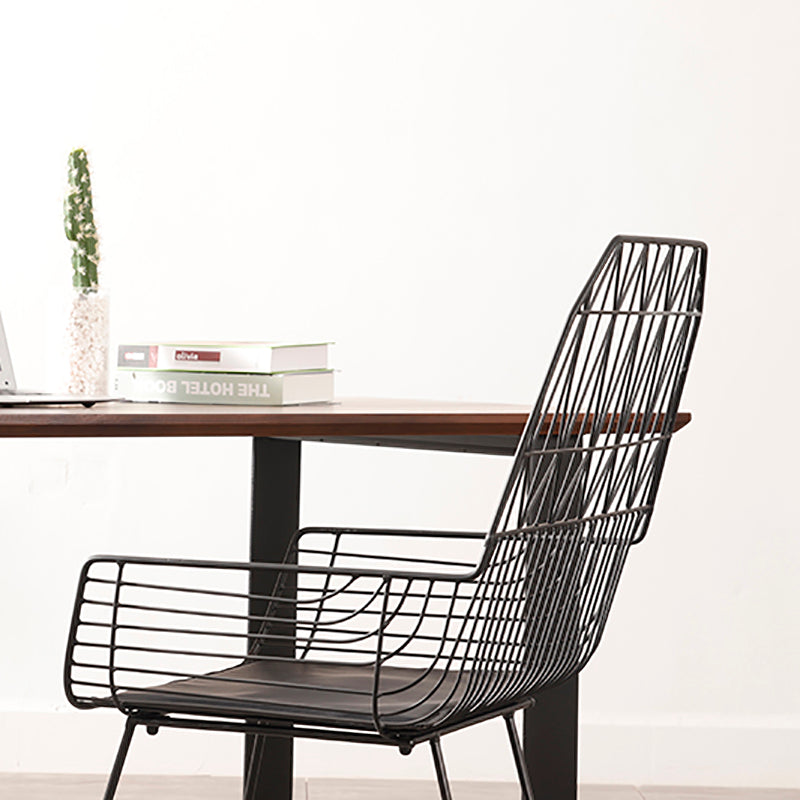 Industrial Black Armed Chairs Metal Outdoor Chair Upholstered Armchair