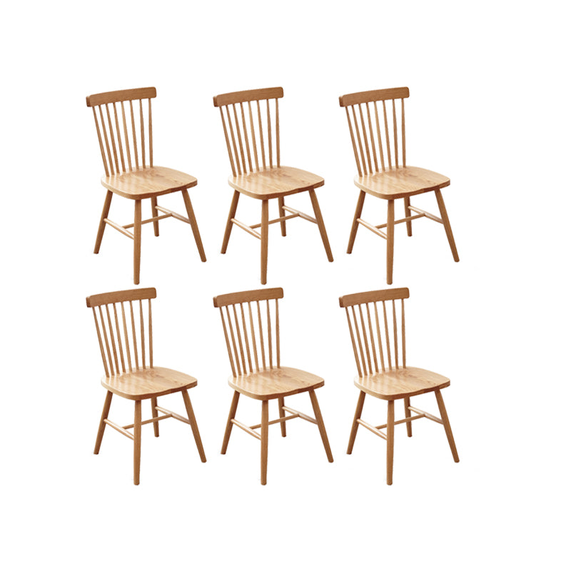 Contemporary Kitchen Armless Chair Oak Solid Wood Slat Back Dining Chair