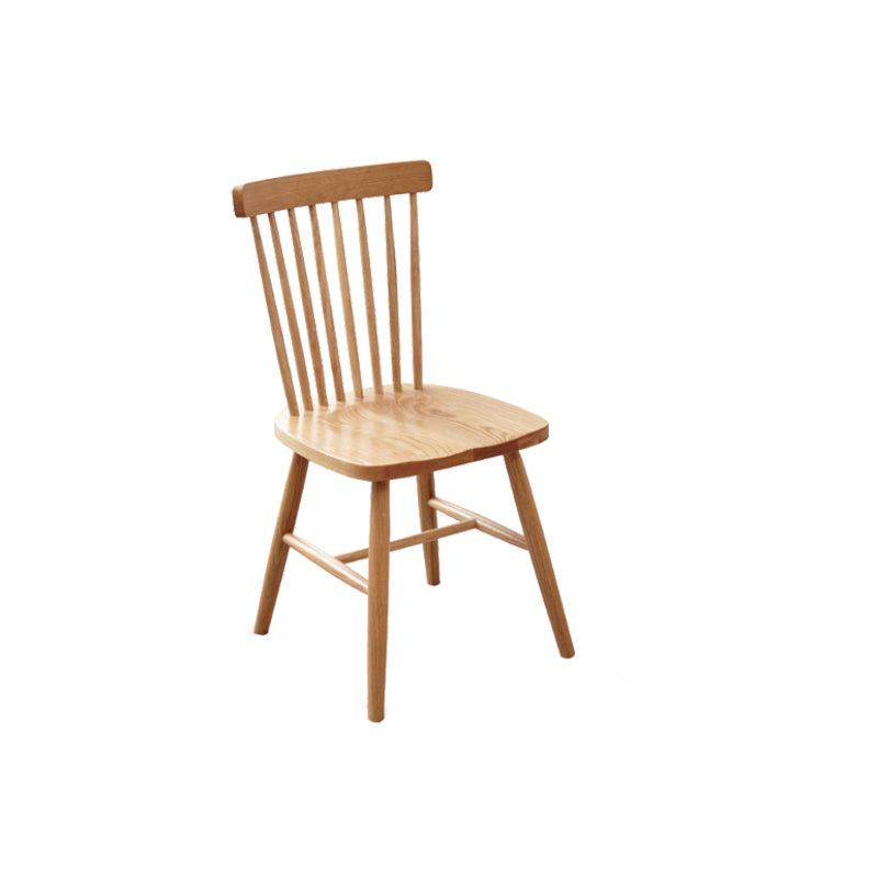 Contemporary Kitchen Armless Chair Oak Solid Wood Slat Back Dining Chair