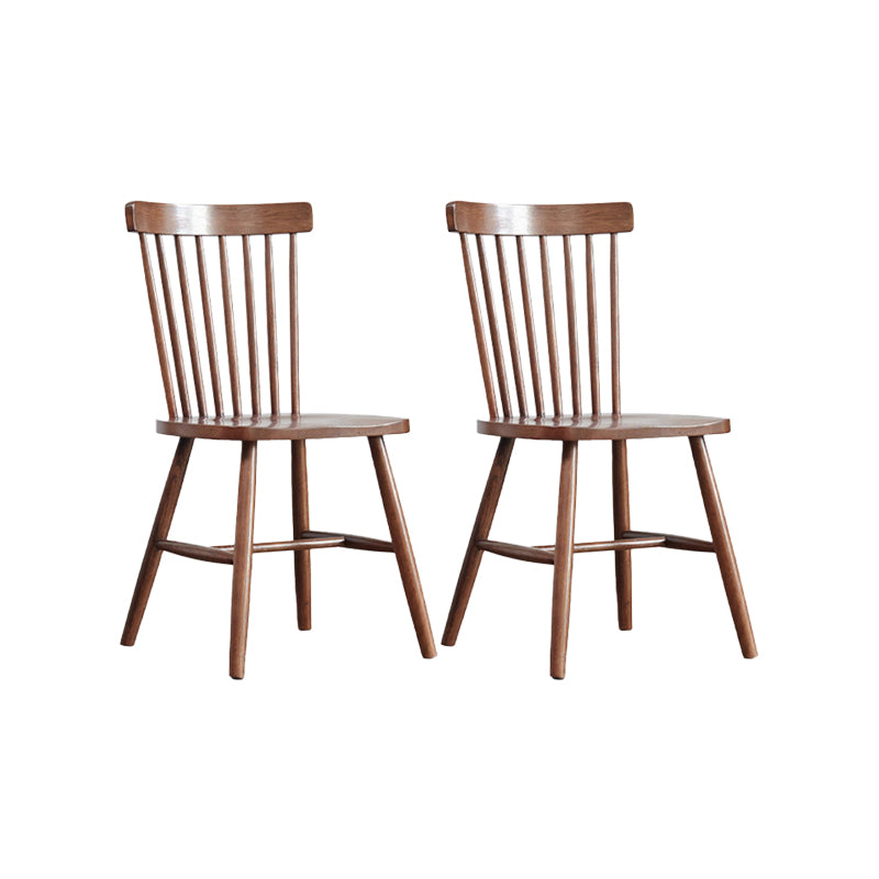 Contemporary Kitchen Armless Chair Oak Solid Wood Slat Back Dining Chair
