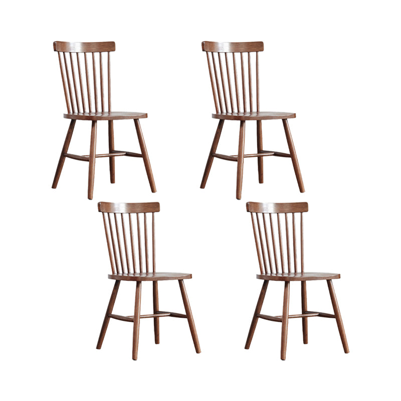 Contemporary Kitchen Armless Chair Oak Solid Wood Slat Back Dining Chair