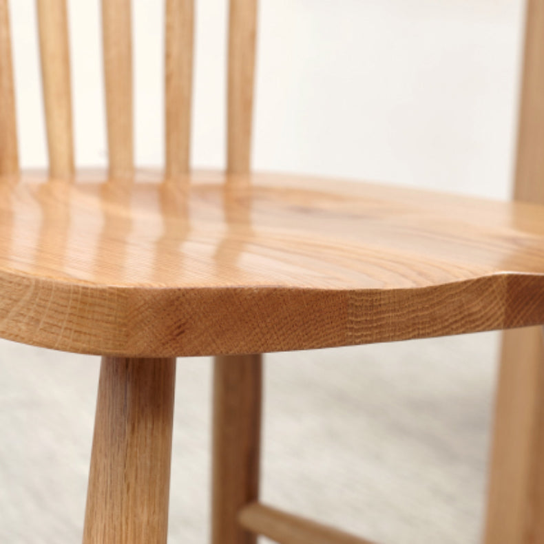 Contemporary Kitchen Armless Chair Oak Solid Wood Slat Back Dining Chair