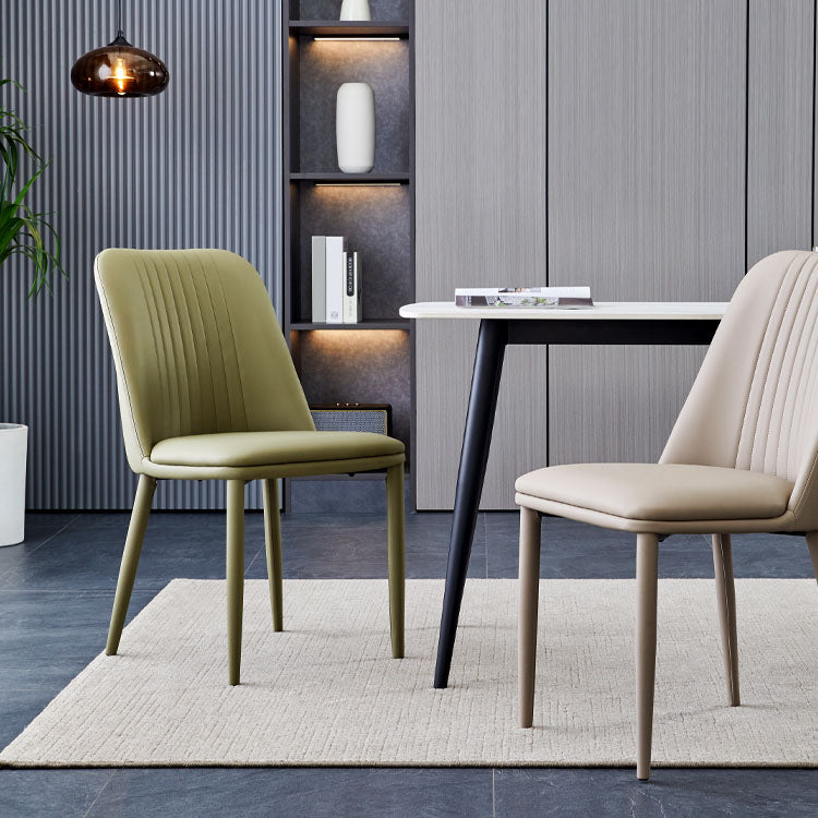 Dining Room Armless Dining Chair Home Parsons Faux Leather Dining Chair