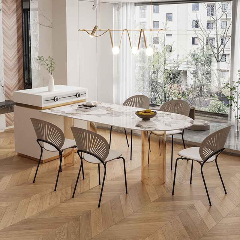 Free Form Modern Dining Table Stone Top Dinette Table with Acrylic Base