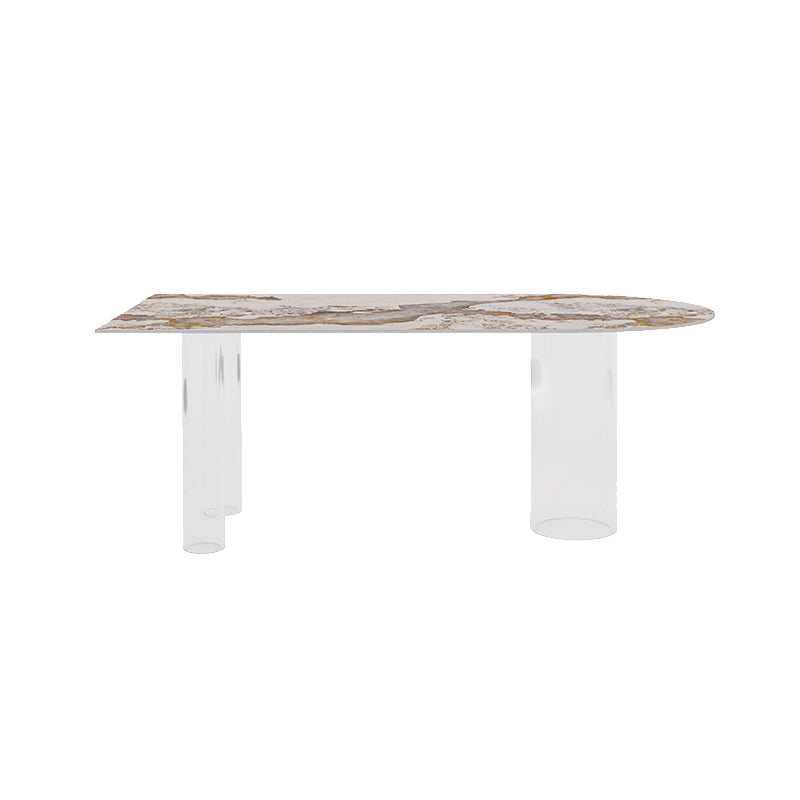 Free Form Modern Dining Table Stone Top Dinette Table with Acrylic Base