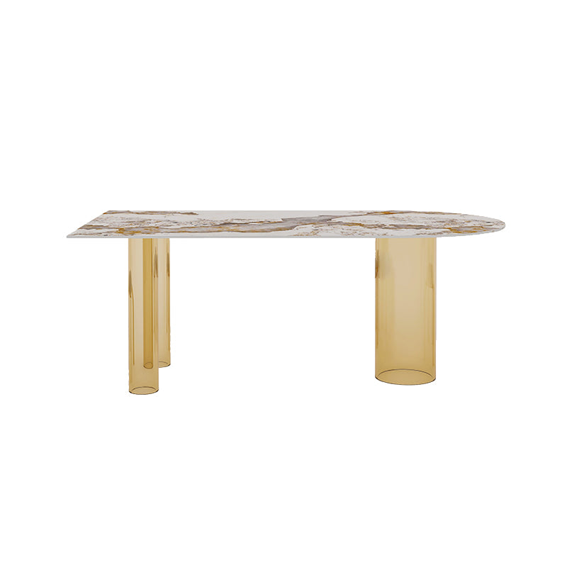 Free Form Modern Dining Table Stone Top Dinette Table with Acrylic Base