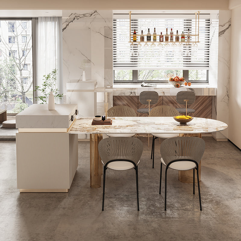 Free Form Modern Dining Table Stone Top Dinette Table with Acrylic Base