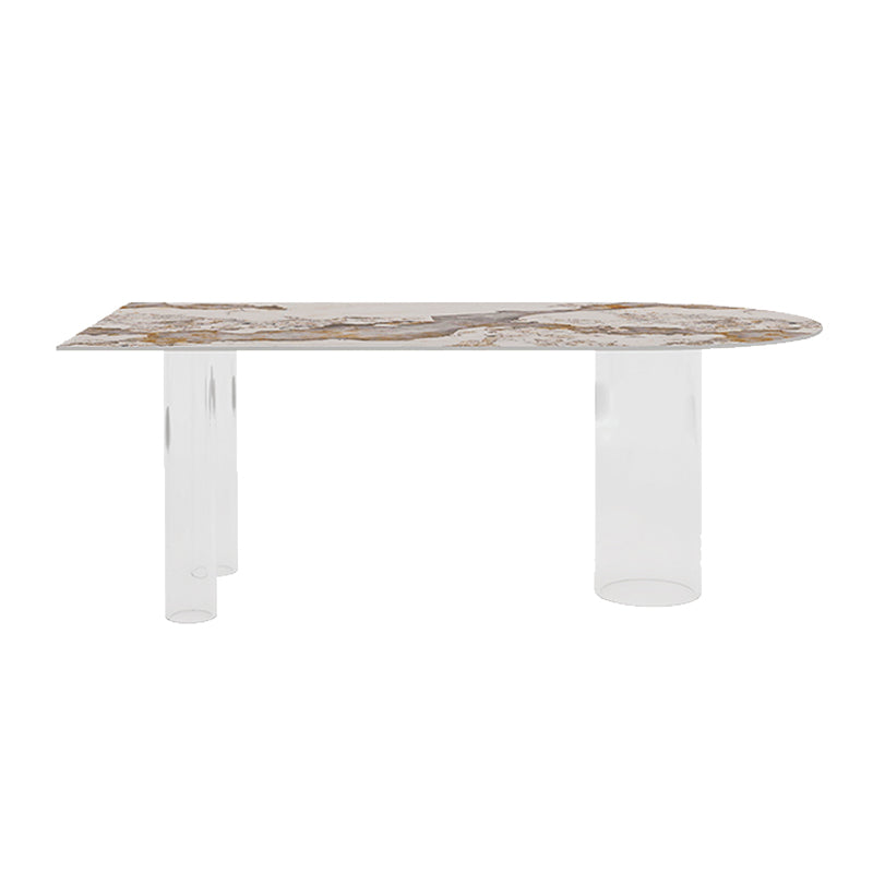 Free Form Modern Dining Table Stone Top Dinette Table with Acrylic Base