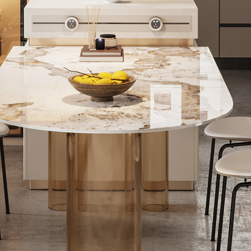Free Form Modern Dining Table Stone Top Dinette Table with Acrylic Base