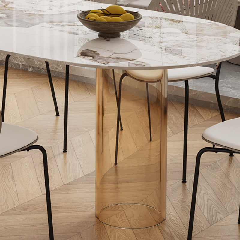 Free Form Modern Dining Table Stone Top Dinette Table with Acrylic Base
