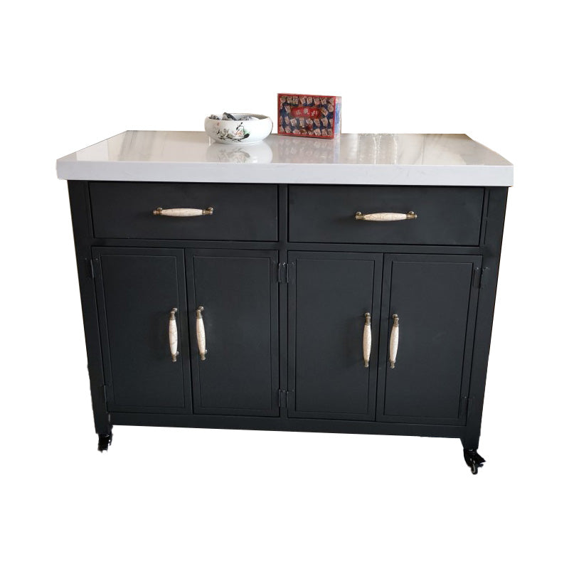 Rectangular Kitchen Trolley with Storage Cabinet Dining Room Prep Table