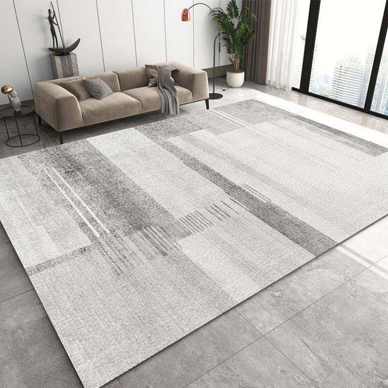 Simple Rug Grey Polyester Carpet Stain Resistant Rug for Living Room