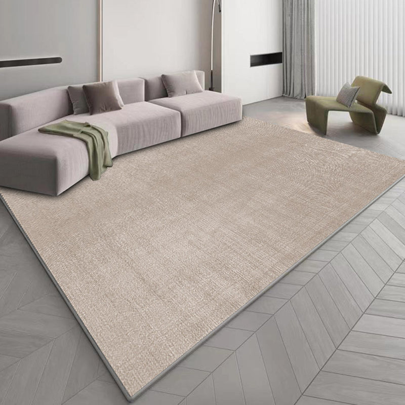 Minimalist Rug Beige Polyester Carpet Stain Resistant Rug for Living Room