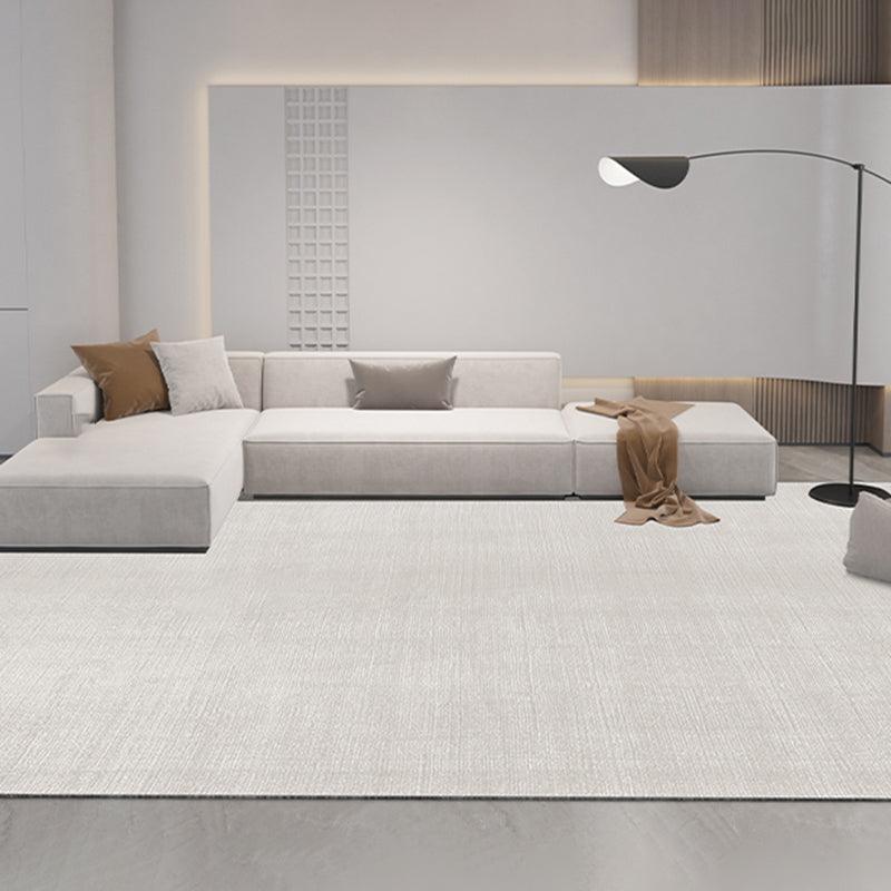Minimalist Rug Beige Polyester Carpet Stain Resistant Rug for Living Room