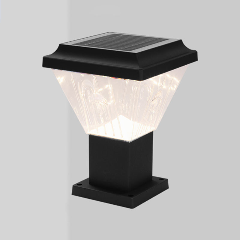 Modern LED Pillar Lamp Waterproof Solar Lighting Fixture with Acrylic Shade for Garden