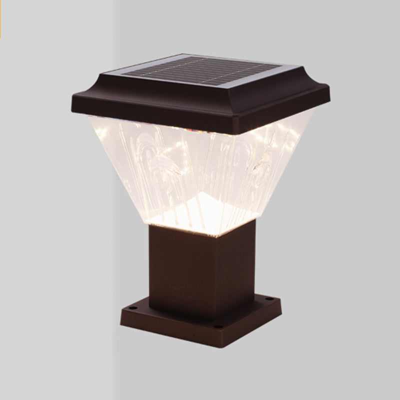Modern LED Pillar Lamp Waterproof Solar Lighting Fixture with Acrylic Shade for Garden