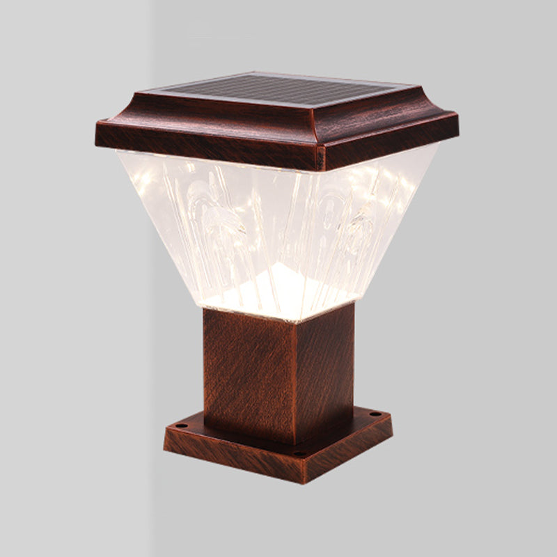 Modern LED Pillar Lamp Waterproof Solar Lighting Fixture with Acrylic Shade for Garden