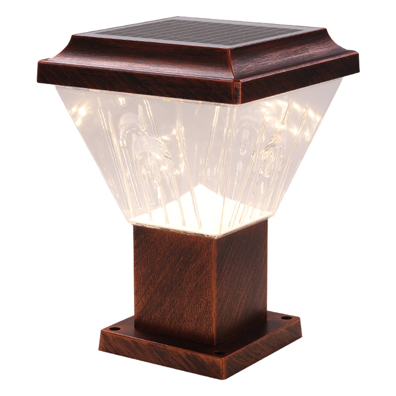 Modern LED Pillar Lamp Waterproof Solar Lighting Fixture with Acrylic Shade for Garden