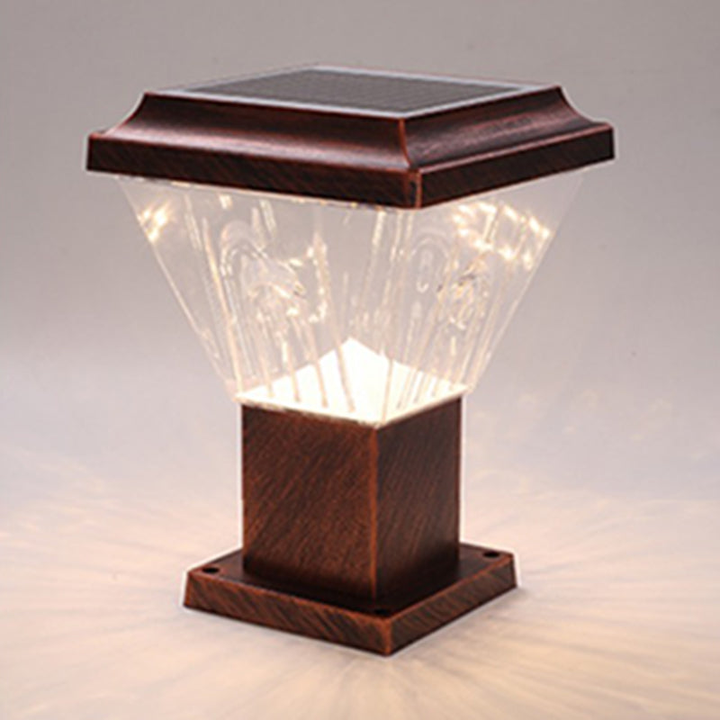 Modern LED Pillar Lamp Waterproof Solar Lighting Fixture with Acrylic Shade for Garden