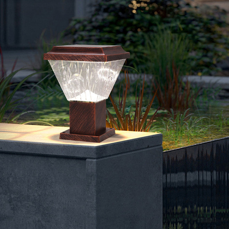Modern LED Pillar Lamp Waterproof Solar Lighting Fixture with Acrylic Shade for Garden