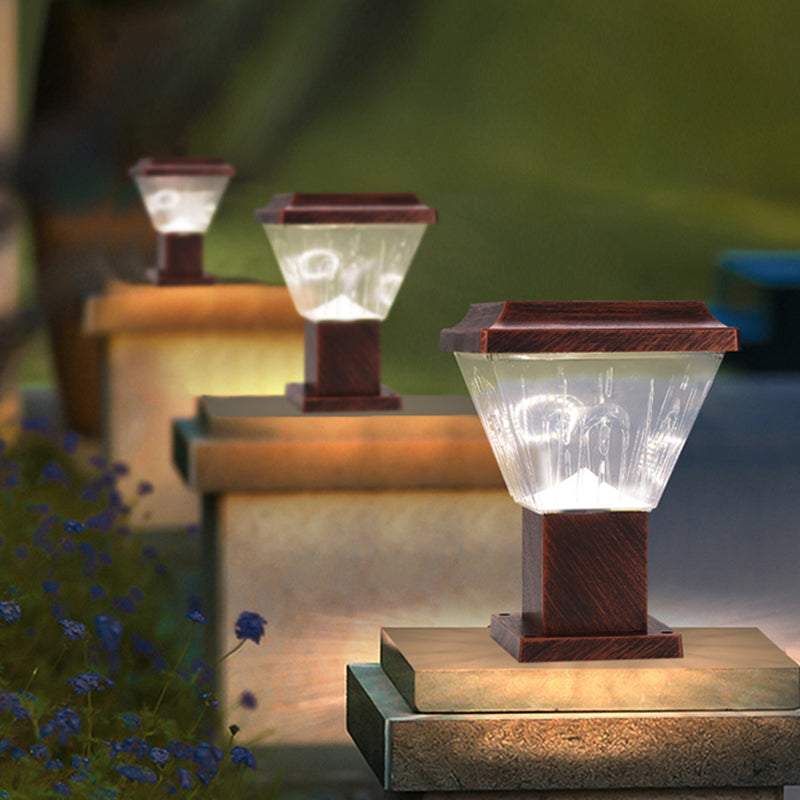 Modern LED Pillar Lamp Waterproof Solar Lighting Fixture with Acrylic Shade for Garden