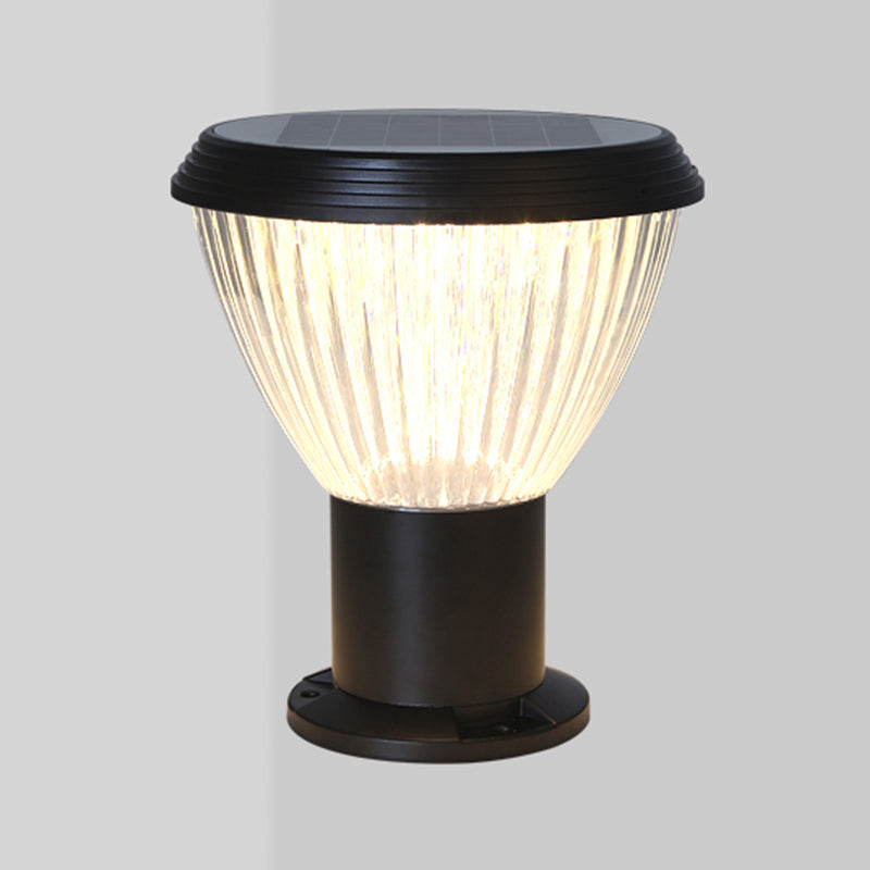 LED Pillar Lamp Modern Solar Lighting Fixture with Acrylic Shade for Garden