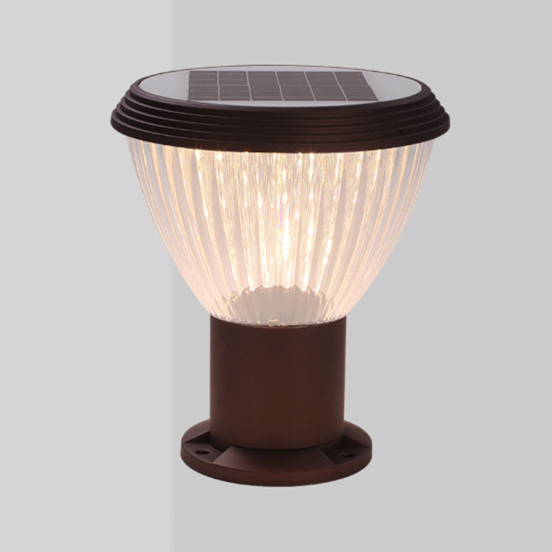 LED Pillar Lamp Modern Solar Lighting Fixture with Acrylic Shade for Garden